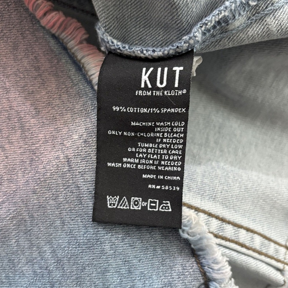 Kut From The Kloth Kara Frayed Hem Tie Dye Denim Trucker Jacket Women's Large - Picture 4 of 5